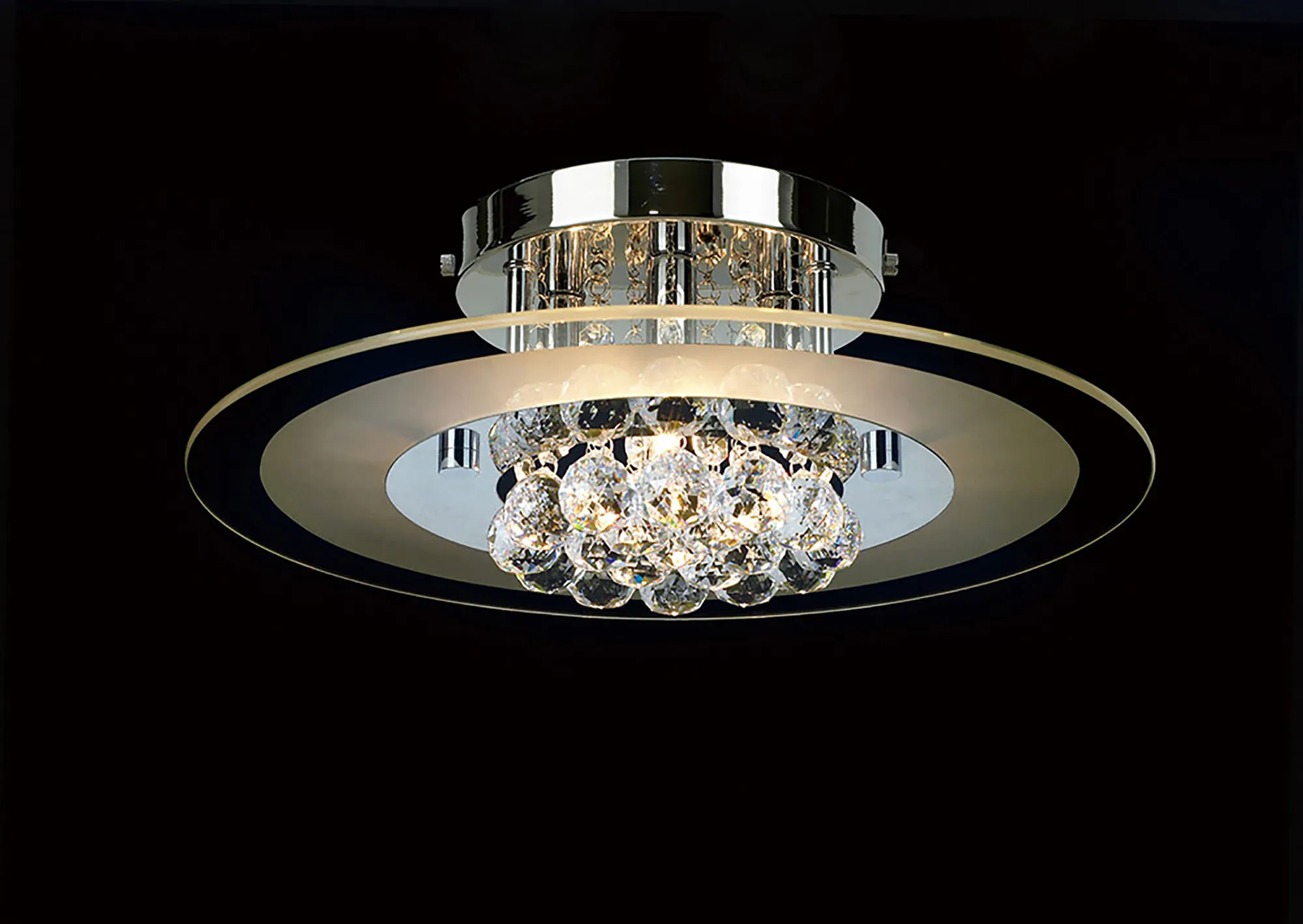 IL30021  Delmar Crystal  Flush Ceiling Round 4 Light Polished Chrome